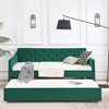 Twin Size Daybed, Upholstered Platform Bed Frame, Linen Tufted Sofa Bed with Twin Size Trundle Bed, Waved Shape Arms -Frevyn - 2 of 4