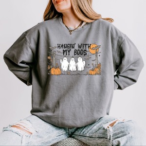 Simply Sage Market Hangin' With My Boos Lightweight Garment Dyed Sweatshirt - 1 of 3