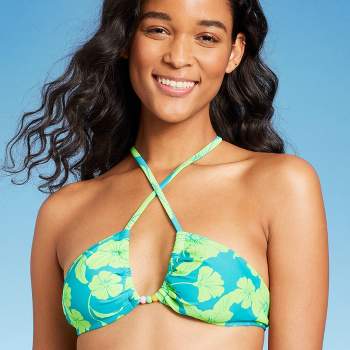 Women's Adjustable Coverage Bikini Bottom - Wild Fable™ Blue/green Tropical  Print 3x : Target