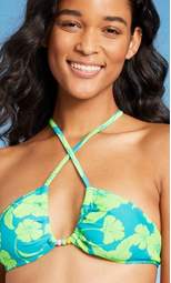 Women's Bead Detail U-Neck Multi-Way Bralette Bikini Top - Wild Fable™ Multi Tropical Print