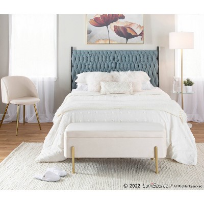 Set of 2 White Velvet Upholstered Dining Chairs with Metal Legs