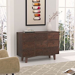 NicBex Narrow Console Table with 7 Drawers,Stylish Minimalist Entryway Table with Round Knobs,Modern Couch Table for Living Room,Auburn - 1 of 4