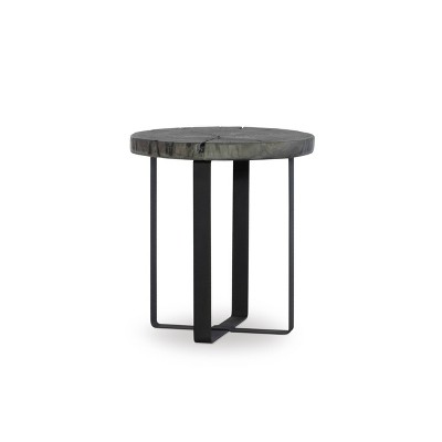 Lockwood Mixed Material Side Table Gray - Powell Company