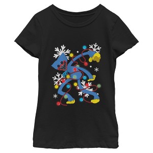 Girls Poppy Playtime Huggy Wuggy Christmas Lights T Shirt - 1 of 4