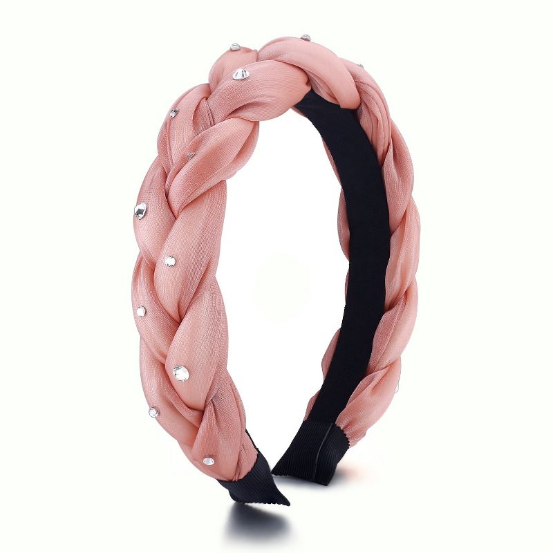 Liv & Ava BRAIDED HEADBAND WITH CRYSTAL Pink, 1 of 3