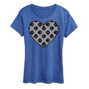Women's - Instant Message - Paw Fill Heart Short Sleeve Graphic T-Shirt - 1 of 4