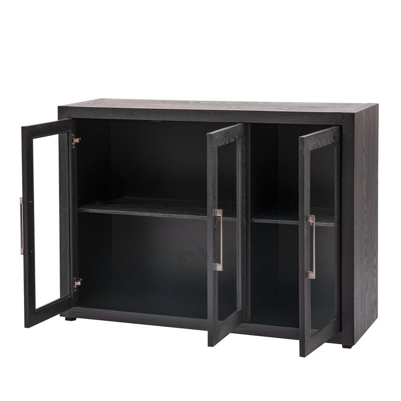 48" Mordern Wooden Storage Cabinet with 3 Tempered Glass Doors and Adjustable Shelves - ModernLuxe, 5 of 11