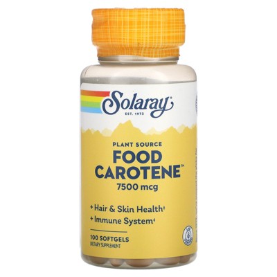 SOLARAY Food Carotene, Vitamin A as Beta Carotene 25000IU Carotenoids for Healthy Skin & Eyes, Antioxidant Activity & Immune System Support