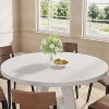 APRILSOUL47" Round Farmhouse Dining Table ¨C White Wood Kitchen Table for 4, Cross Base Wooden Dinner Table - 3 of 4
