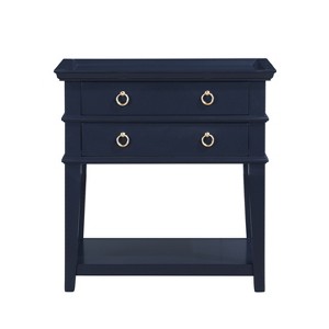 TiramisuBest Vintage Green 2-Drawer Tray Top Nightstand - 1 of 4