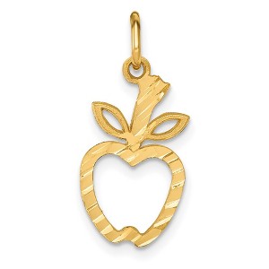 Black Bow Jewelry 14k Yellow Gold Diamond Cut Apple Silhouette Charm - 1 of 4
