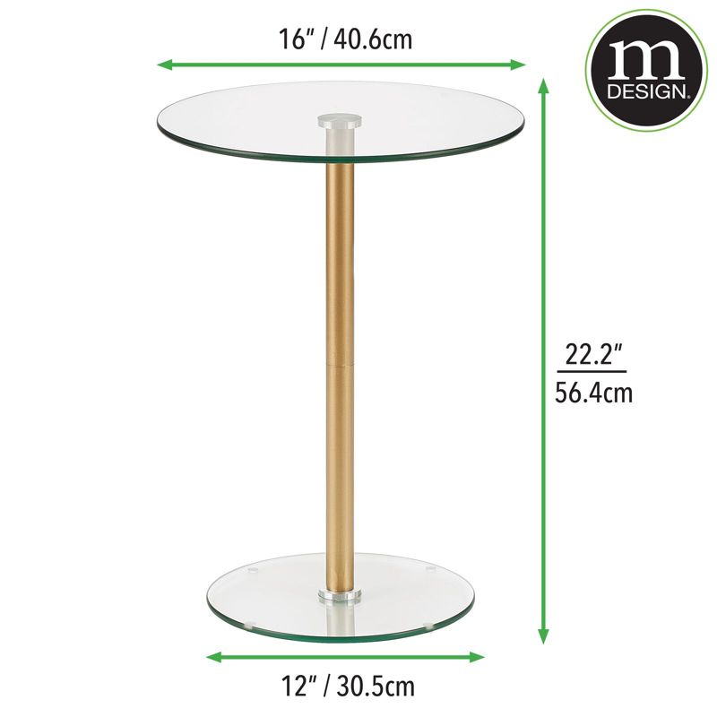 mDesign Metal/Glass Top Round Accent Side/End Drink Table Furniture, 3 of 7