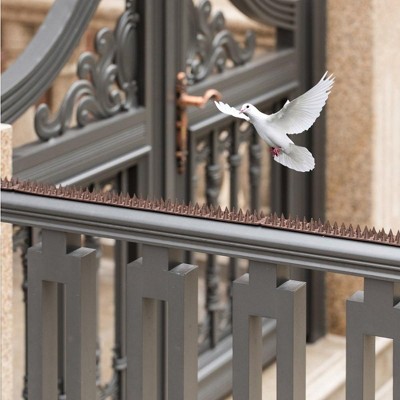 Brown Outdoor Plastic Repellent Fence Spikes for Birds, 10 Pack