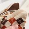 Anna-Kaci Women's 3-Pair Cotton Crew Socks Set with Checkered and Flower Textured Knit Patterns - 4 of 4