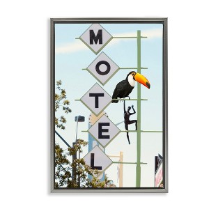 Stupell Industries Toucan on Motel Sign Black Framed Floater Canvas Wall Art - 1 of 4