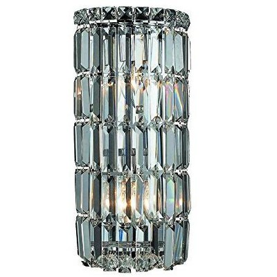 Elegant Lighting Maxime 2 light Chrome Wall Sconce Clear Royal Cut Crystal