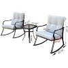 Rocker Set Chair and  Outdoor Patio Bistro Set with Metal Frame and Waterproof Cushions for Porch, Backyard, and Poolside  Off White - 3 of 4