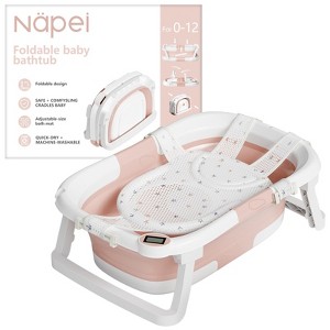 Napei Collapsible Baby Bathtub for Infants and Toddlers with Bath Net and Thermometer - 1 of 4