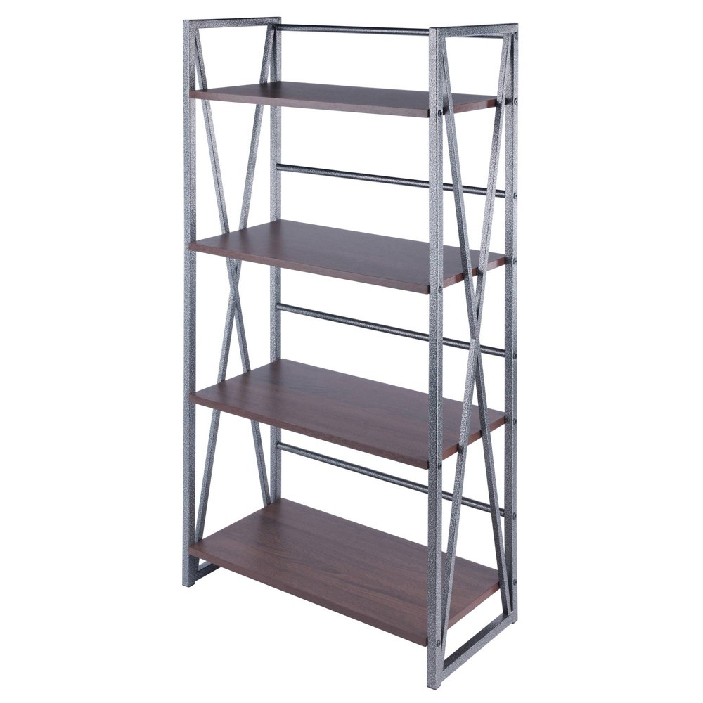 Photos - Garden & Outdoor Decoration 48.43" Isa 4 Tier Shelf Graphite/Walnut - Winsome: Metal Frame, Open Display, Home Office