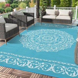 Outdoor Rug, Waterproof Durable Indoor/Outdoor RV Mat, Reversible Camping Carpet, Foldable Plastic Straw Rug for Patio, Porch - 1 of 4