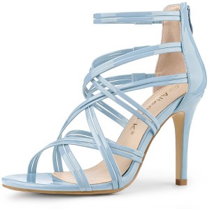 Allegra K Women's Open Toe Back Zip Strappy Stiletto Heel Lace-Up Sandals - 1 of 4