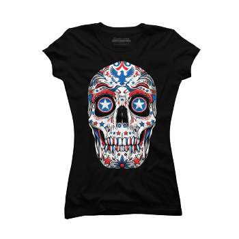 Junior's Design By Humans July 4th American Sugar Skull By  T-Shirt