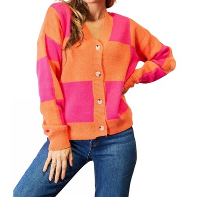 Women's Woven Right Checkered Cardigan - Double Take