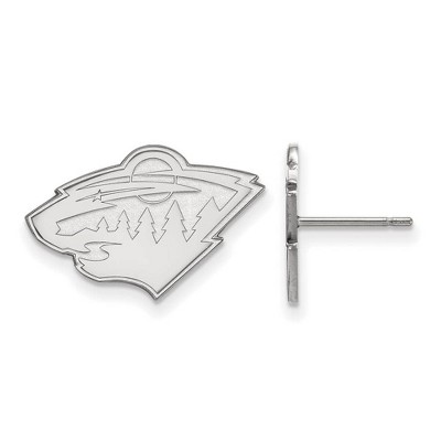 Black Bow Jewelry 14k White Gold Minnesota Wild NHL Stud Earrings
