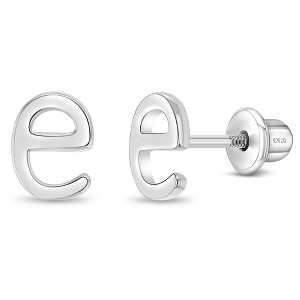 Girls' Polished Initial Letter Initial Screw Back Sterling Silver Earrings - In Season Jewelry - 1 of 4