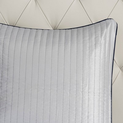 Navy Jacquard Paisley California King Cotton Comforter Set