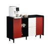NicBex Modern 1-Door/2-Door  Sideboard,Kitchen Storage Cabinets with 2 Open Storage Compartment and 2 Drawers for Dining Room,Blue White/Red White - 4 of 4