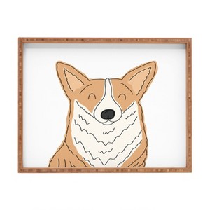 Allyson Johnson Welsh Corgi Portrait 18" x 14" Large Rectangular Bamboo Tray - Deny Designs - 1 of 2