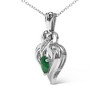 Haus of Brilliance Silver 6x4mm Pear Emerald and Diamond Accent Heart Pendant Necklace - 3 of 4