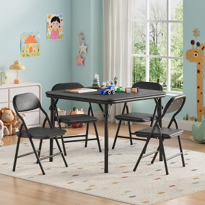 Kids Folding Table and Chairs Set, Toddlers Children's Activity Table and Chairs Set for Dining Room - 1 of 4