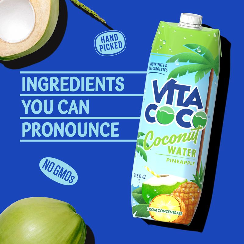 Vita Coco Pineapple Coconut Water - 1 L (33.8 fl oz)Carton, 2 of 9
