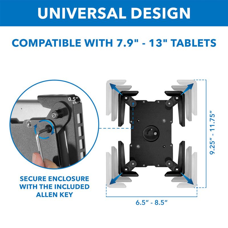 Mount-It! Adjustable Universal Theft-Deterrent Tablet Floor Kiosk Mount for iPad, Galaxy & Tablets, 3 of 9