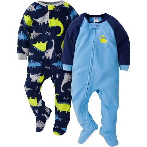 Gerber Infant and Toddler Boys' Fleece Footed Pajamas, 2-Pack, Dino, 18  Months