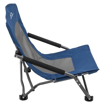 Deep Sea Blue Mesh Low Camping Chair with Arms