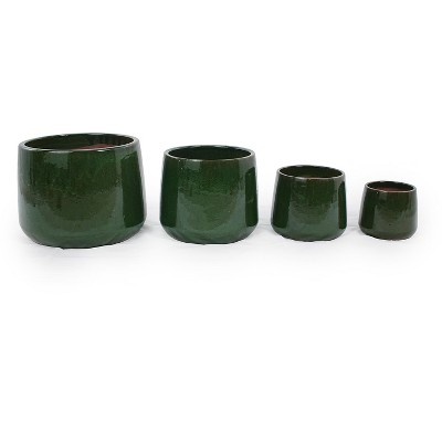 Wooakway 14" Dia Outdoor Indoor Ceramic Planter Pot Decorative Planter with Drainage Hole Patio Flower Pot