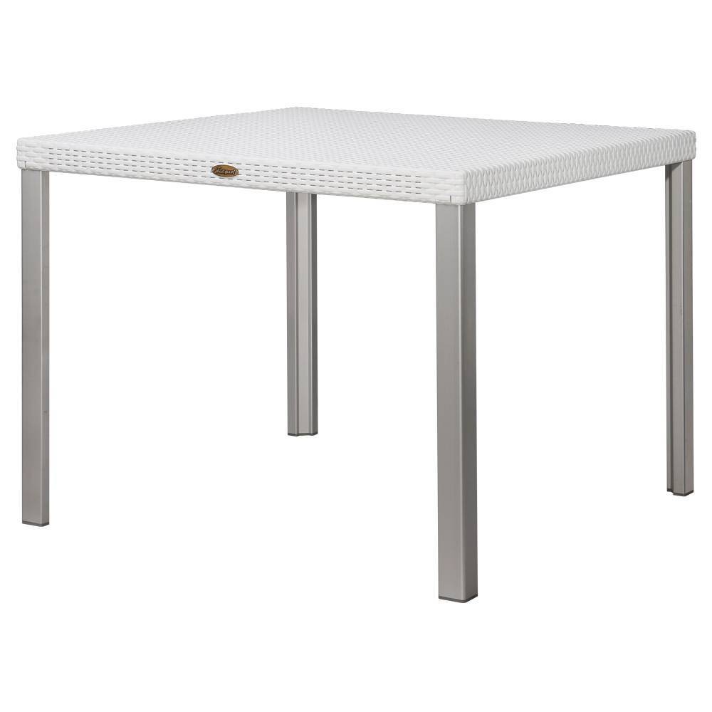 Photos - Garden Furniture Lagoon Oslo Rattan Square Dining Table with Aluminum Legs - White  