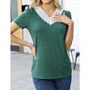 Womens Lace V Neck Short Sleeve Shirts Summer Tunic Blouse for Women T-Shirts - 2 of 4