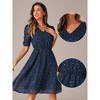 Allegra K Women's Metallic Stars Ruched Sleeve Elastic Waist V Neck A-line Dress - 2 of 4