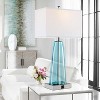 ROTTOGOON 25" Table Lamps Blue Green Glass USB Ports Art Deco 3-Way Touch Dimmable White Shade LED Bulbs Included 2-Pack - 3 of 4