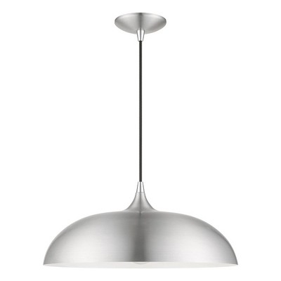 Livex Lighting Amador 1 - Light Pendant in  Brushed Aluminum/Polished Chrome