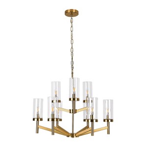 PAKOKULA Modern 9-Light Gold Branch Chandelier with Clear Glass Shade - 1 of 4