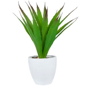 Northlight 13.5" Agave Succulent Artificial Potted Plant - Green/White - 1 of 4