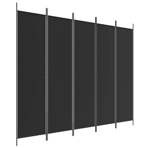 vidaXL 5-Panel Room Divider Black, Portable and Foldable Polyester Fabric Screen, Privacy Protector, Sunlight Blocker, Compact Storage, Easy Assembly - 1 of 4