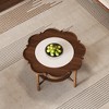 ModernLuxe Petal Coffee Table with White Crackle Pattern Glass, Mid-Century Modern Cocktail Table 2-Tiered Sofa Side Table Rattan Accent Table, Walnut - 2 of 4
