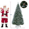 4.5/6/7.5/9ft Pre-Lit Christmas Tree with Branch Tips, Flocked Artificial Tree with Pine Cones & Metal Stand for Home, Office, Party, Holiday Decor - 2 of 4