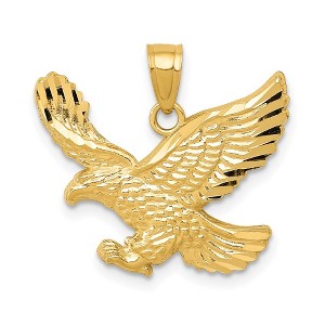 Black Bow Jewelry 14k Yellow Gold Diamond Cut Eagle Pendant, 20mm (3/4 inch) - 1 of 4